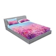 thumbnail image 2 of Ambesonne Japanese Fitted Sheet & Pillow Sham Set, Cherry Spring Theme, Full, Purple Pale Blue, 2 of 2