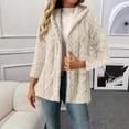 thumbnail image 2 of Fleece Jackets for Women Plus Size Hooded Long Sleeve Solid Color Warm Winter Coat Casual Thicken Fleece Lined Cardigan Outerwear, 2 of 8