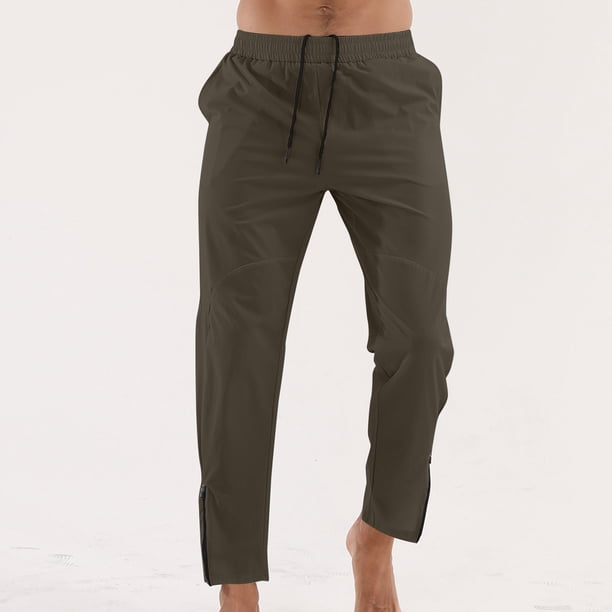Pantalones largos para hombre, deportivos y de ocio, para correr, de secado rápido, holgados y transpirables, de color sólido, con cordón ajustable, para actividades al aire libre y fitness.