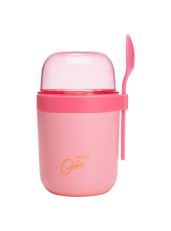 Paris Hilton Snack Cup with Spoon, Snacks On-The-Go, Pink