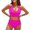 Hot Pink, variant on Duoif Women's Textured Bikini Sets Front Top Swimsuits High Waisted Bathing Suits Womens Swimsuits Tummy Control Swimsuits for Women White S
