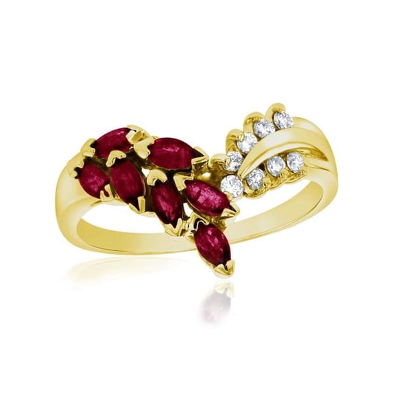 Louis Creations RL2775RD-YG-7 0.10 CTW Diamonds & Ruby Fashion Ring, 14K Yellow Gold - Size 7
