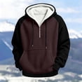 thumbnail image 4 of FchengtaiS Mens Waffle Knit Textured Hoodies Sherpa Lined Raglan Sleeve Sweatshirts Colorblock Pullover Tops for Fall Winter, 4 of 8