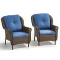 thumbnail image 4 of PARKWELL Outdoor Patio Wicker Chairs Set of 2,Weather Resistant Rattan Lounge Armchairs with Deep Seat Anti-Slip Cushion,Navy, 4 of 10