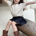 thumbnail image 2 of SNKSDGM Girls' Denim Pleated Skort, Elastic Waist 2-in-1 Pleated Mini Skirt with Shorts No- Elastic Waist Toddler Tutu Dark Blue 3-4 Years, 2 of 8