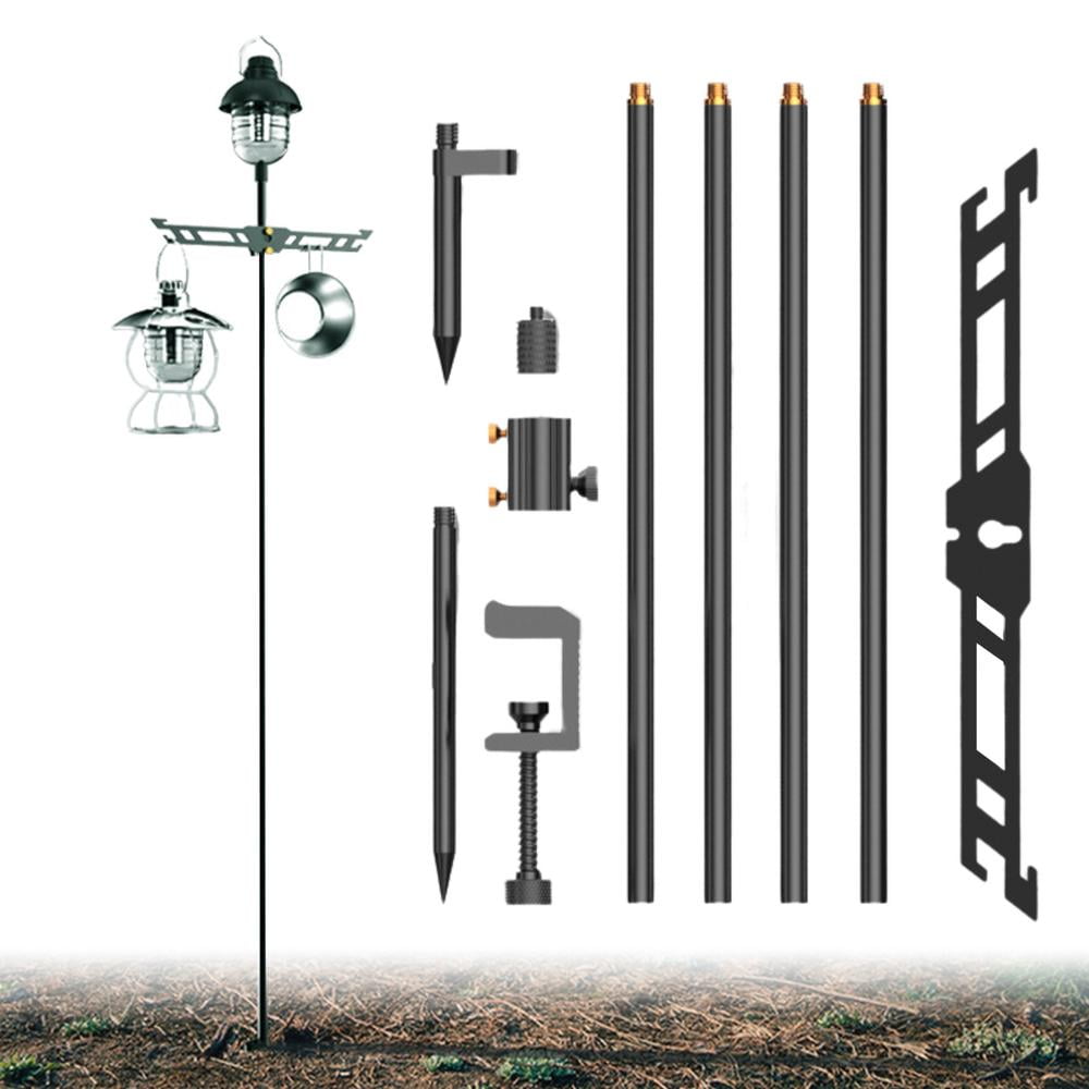 Famure Collapsible Lantern Stand for Camping Lantern Holder with Table Clamp & Stake Height
