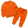 thumbnail image 1 of Girl Solid Color Outfit Sweatsuit Crewneck Sweatshirt Sweatpants Pants Set Fall Winter Clothes, 1 of 5