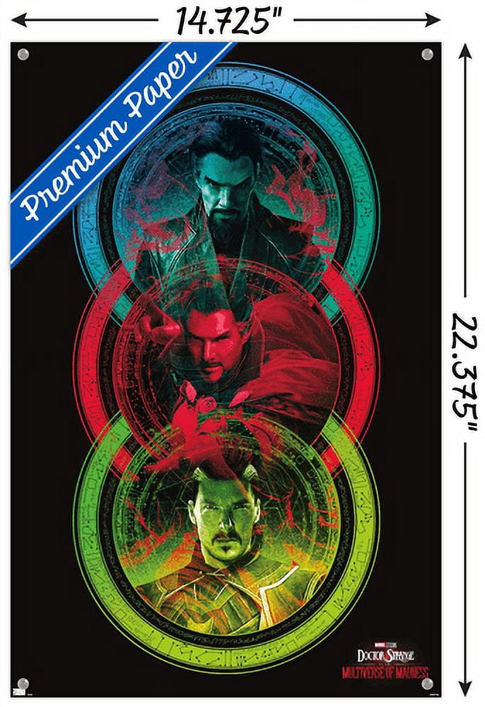 Marvel Doctor Strange in the Multiverse of Madness - Tricolor Wall Poster with Push Pins, 14.725" x 22.375"