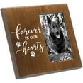 thumbnail image 4 of Rustic-Style Wooden Pet Memorial Picture Frame, 9.5x7.9 In Sentimental Dog Photo Frame to Memorialize Pets That Have Passed On, Forever In Our Hearts Display for 4x6 In Photos (Brown), 4 of 5