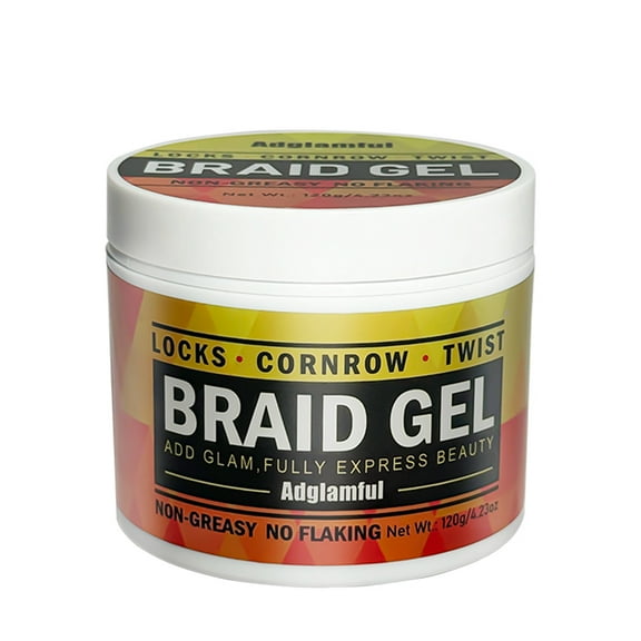 Adglamful Braid Gel for Locks, Cornrow & Twist – Non-Greasy, No Flaking, Adds Glam and Shine, Long-Lasting Hold, 120g/4.23oz