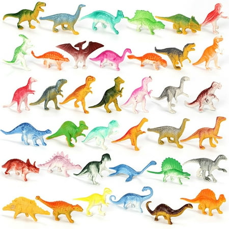 39 Pcs Mini Dinosaur Figure Toys, Plastic Dinosaur Toy Set Including T-rex, Stegosaurus, Monoclonius for Kids Toddler Birthday Cake Topper, Christmas Easter Valentines Day Gifts