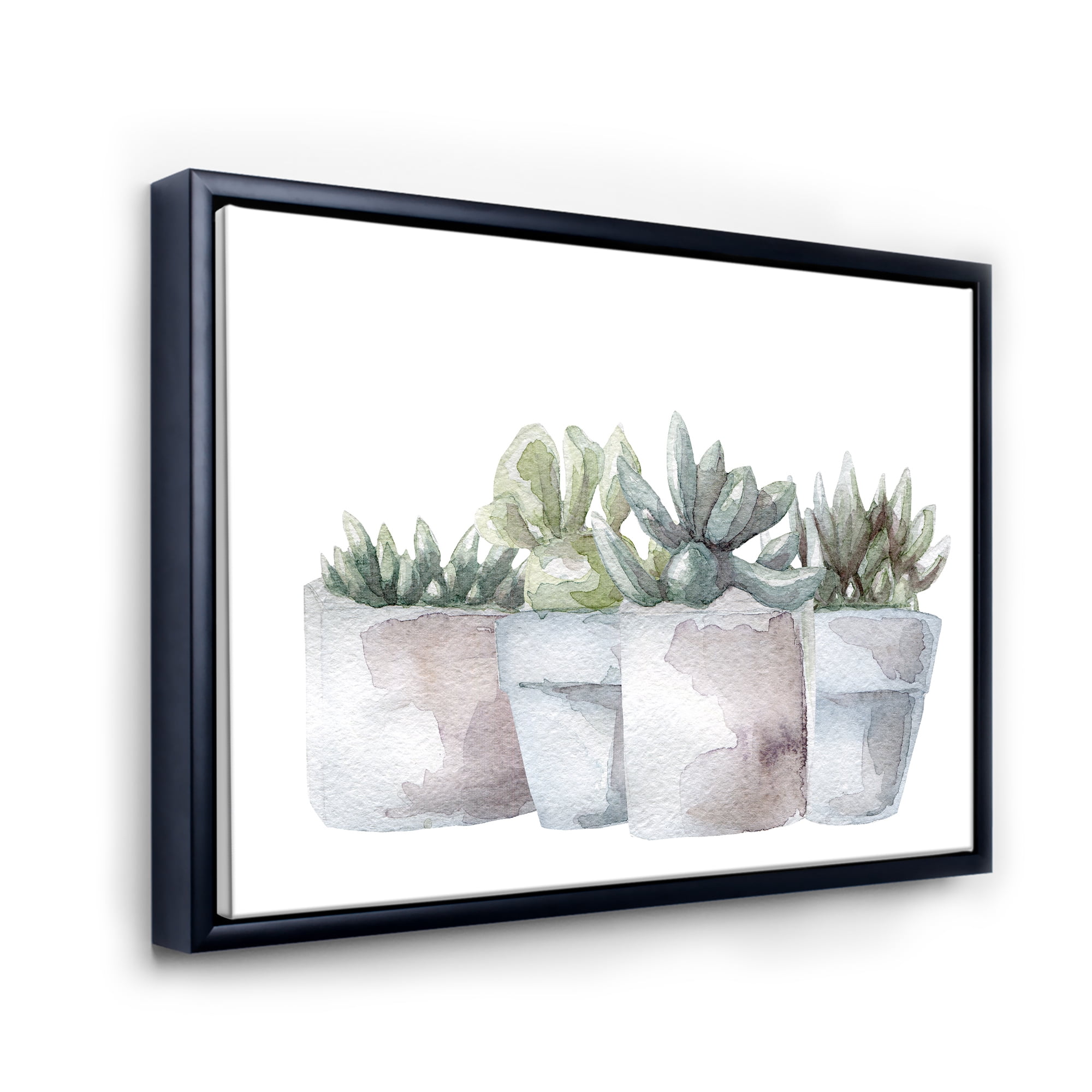 Designart 'Succulent and Cactus House Plants III' Farmhouse Framed Canvas Wall Art Print