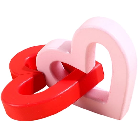 Jiibva Wooden Heart-Shaped Intertwined Ornament Wooden Heart Signs Wooden Heart Hollow Table Blocks Decorative Home Decor