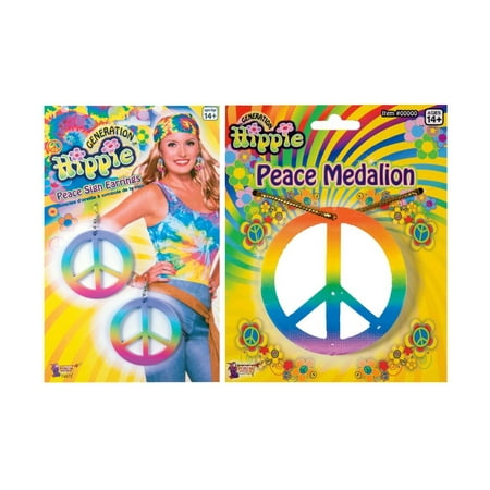 Peace Sign Hippie Womens Costume Jewelry Accessory Kit