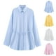 thumbnail image 1 of Camisas de vestir para mujer,Blusa de manga larga con solapa para mujer, camisa informal de poliéster, color liso, ideal para el hogar o la oficina, sopatenor, 1 of 8