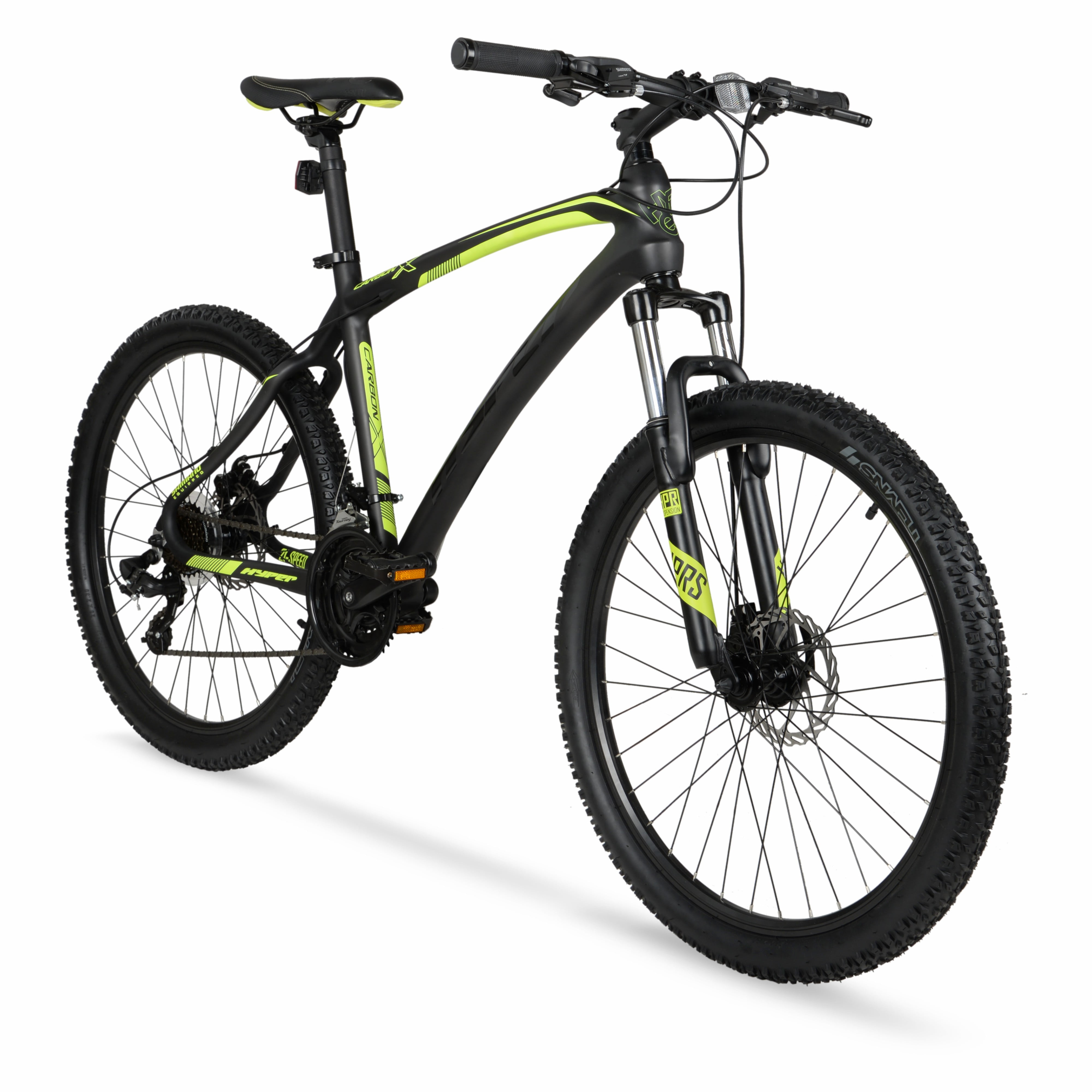Hyper Bicycles 26" Carbon Fiber Men's Mountain Bike, Black/Green