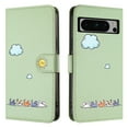 thumbnail image 2 of ELEHOLD Flip Leather Wallet Case for Google Pixel 7 Pro Cute Animals Pattern with Card Slots Magnetic Clasp Soft Shockproof Leather Protective Case with Lanyard,green, 2 of 7