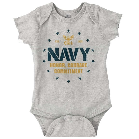 US Navy Anchor Logo Honor Courage Romper Boys or Girls Infant Baby Brisco Brands 12M