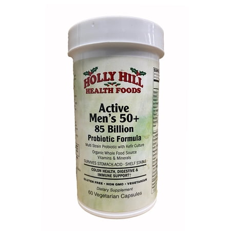 Holly Hill Health Foods Active Men's 50+ 85 Billion Probiotic Formula, 60 Vegetarian Capsules