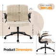 thumbnail image 4 of Ktaxon PU Office Desk Chair , Flip-Top Armrest Task Chair on Metal Star Base, Adjustable Height & Quiet Casters for Study Ivory, 4 of 8