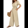 thumbnail image 2 of Mono de Mujer de Corta con Cuello en V, Elegante, Informal, con Pierna y Pantalones. Beige M, 2 of 9