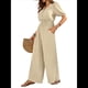 thumbnail image 2 of Mono de Mujer de Corta con Cuello en V, Elegante, Informal, con Pierna y Pantalones. Beige M, 2 of 9