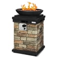 thumbnail image 1 of Propane Firebowl Column, 40,000 BTU Outdoor Gas Fire Pit Realistic Look Firepit Heater w/ Adjustable Feet, Free Lava Rocks & Raincover, Propane Fire Pit Table for Outside, 1 of 8