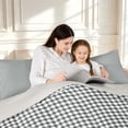 thumbnail image 4 of Manfei Geometric Check Queen Comforter Set,Classic Plaid Comforter Sets Queen,Dark Gray,Light Gray Reversible,3-Piece,1 Comforter and 2 Pillowcases,3-Piece,1 Comforter and 2 Pillowcases, 4 of 7