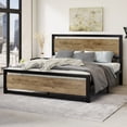 thumbnail image 2 of Sha Cerlin Brown King Size Metal Platform Bed Frame with Wooden Headboard & Footboard, Adult, 2 of 7