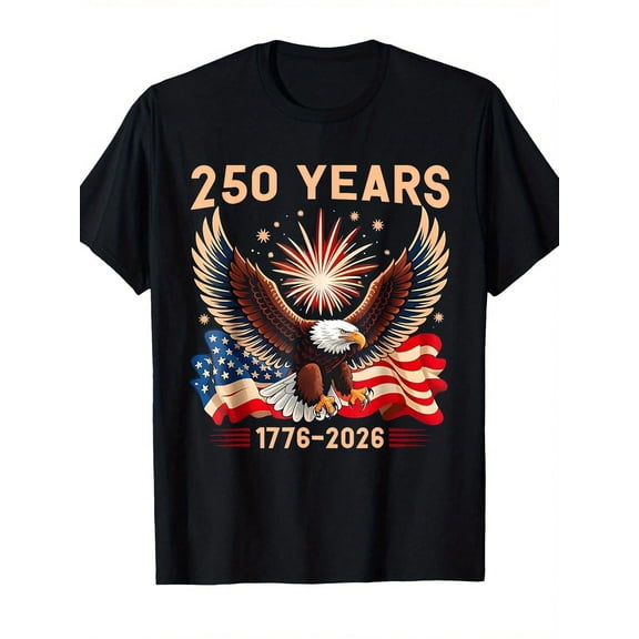 250 Years 1776-2026 USA Patriotic Bald Eagle American Flag Men's Women's Graphic T-Shirt