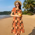 thumbnail image 4 of Balery Ramen Noodle Soup Vestidos sueltos de manga corta para mujer, vestidos de verano 2025, vestidos casuales de corte A con vuelo., 4 of 6