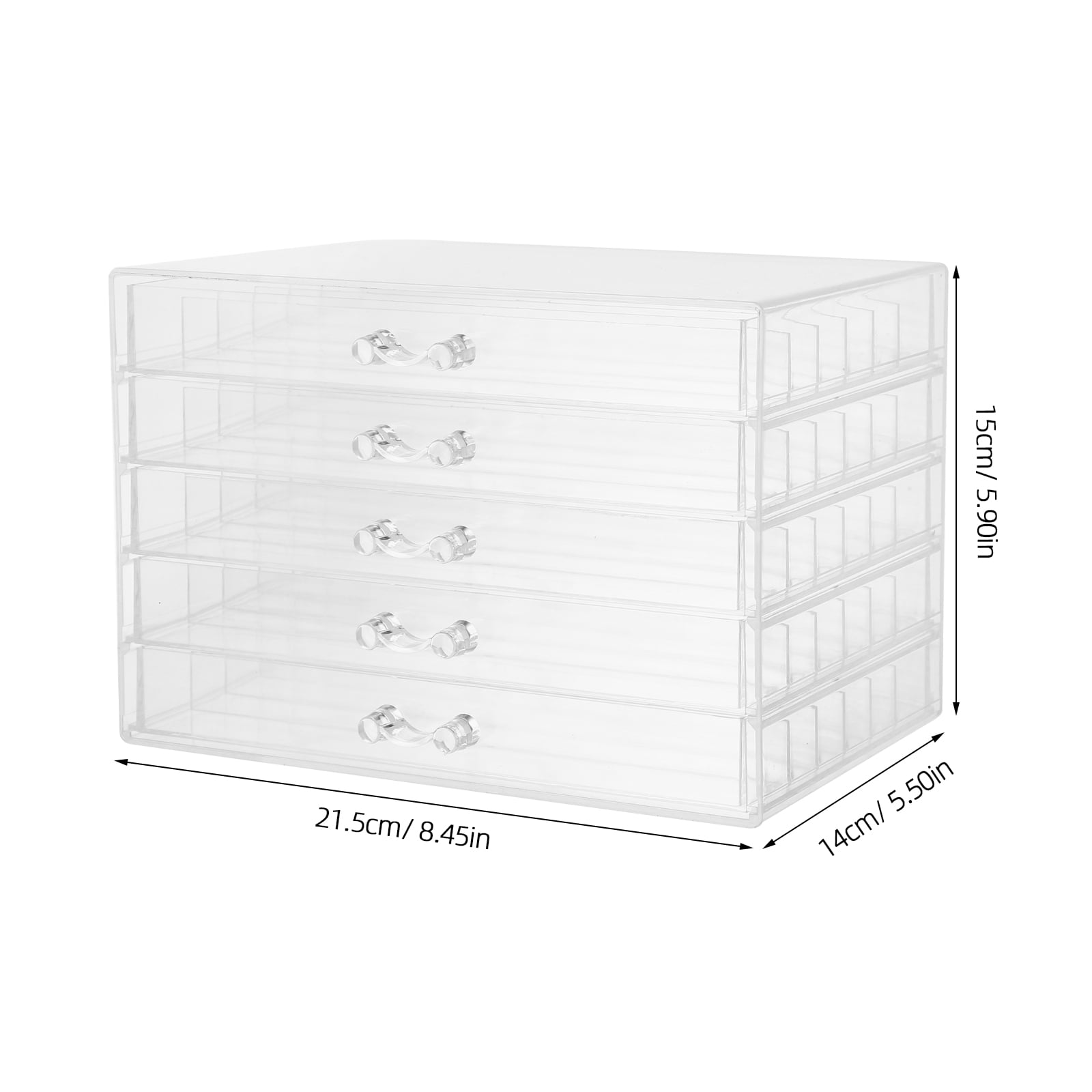 OFFIGAM Clear Plastic Jewelry Organizer for Women with 5 Layer Drawers and Multiple Independent Storage Compartments