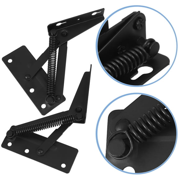 TEHAUX 1 Pair Black Steel Lift-Up Cabinet Door Hinges Spring Loaded Self-Closing Heavy Duty Hardware