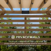 Sunjoy Cedar Pergola 10 x 11 ft. Wooden Hot Tub Pergola with Adjustable Canopy and Privacy Screen