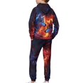 thumbnail image 2 of Uorisanigo Kids Sweat Suit Set - 2 Piece Oversized Fire Wolf Print Pullover Hooded Sweatshirt and Athletic Jogger Sweatpants for Boys Girls, Hoodies & Sweatpants Outfit, 2 of 7