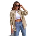 thumbnail image 2 of LYMAYTER Women Loose Outerwear Solid Color Long Sleeve Denim Jacket for S-2XL Washed Raw Edge Jeans Jacket With Pockets, 2 of 8