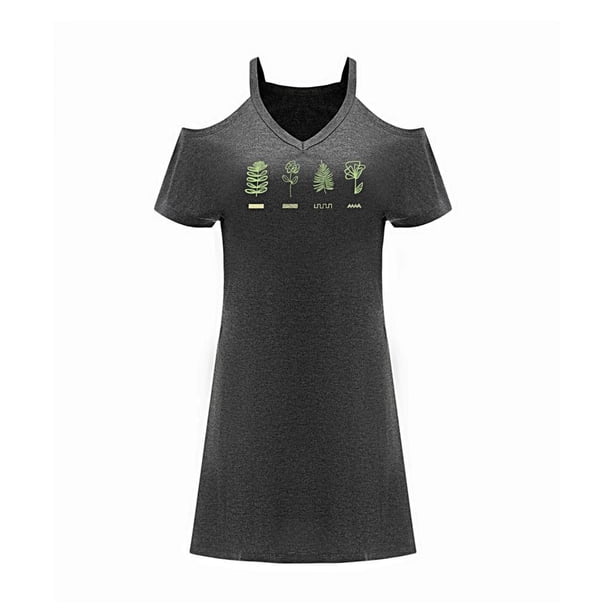 Vestido de Mujer con Hombros Descubiertos, Formal, Cómodo, Manga Corta, Mini Vestido para Vacaciones M