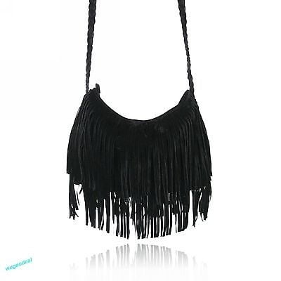 Sunloudy Women Fashion Cross Body Bag Tassel Fringe Messenger Shoulder Handbag Brown