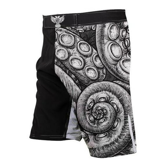 Raven Fightwear Men's Kraken Octopus BJJ MMA Shorts White