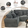 thumbnail image 2 of SOULART 138.5" U Shaped Sectional Couch,Gray Cloud Boneless Sofa For Living Room,Plush Corduroy Couches With Deep Seat Chaise Lounge,No Assembly Required, 2 of 11