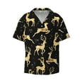 thumbnail image 2 of Lsque Christmas Gold Deers print Men's Cuban Collar Short Sleeve Shirt Summer Beachwear Casual Button Down Fashionable Vacation Leisure Shirt-X-Large, 2 of 7