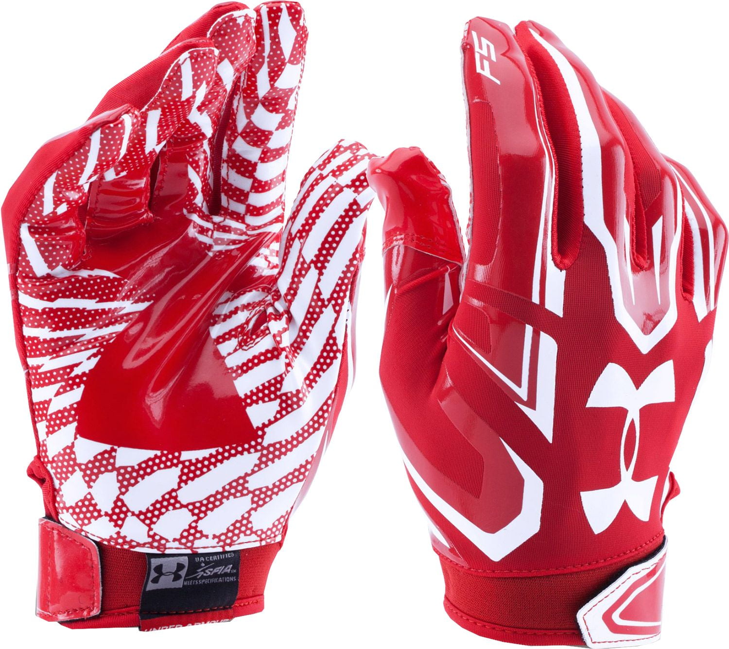Under Armour Fierce IV Leather Red/Taxi Football Skill Gloves Adult 2XL 