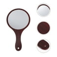 thumbnail image 4 of Miangastore Wooden Handle Makeup Mirror for Decor Clear Glass Dark Red Compact Size Lightweight, 4 of 9