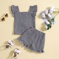 thumbnail image 3 of Hienoo Newborn Girls Shorts Clothing Set Sleeveless Plaid Vest Ruffles Shorts Outfits, 3 of 5