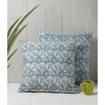 - Store Indya 100% Cotton Toss Pillow Covers Throw Pillow Cushion Covers Set of 2 for Sofa Grey Floral Design Home Bedding Decor 18 x 18 Inches