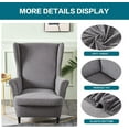 thumbnail image 3 of CHUNTIAN Wingback Chair Covers Slipcovers 2 Piece Stretch Wing Chair Covers Spandex Slipcovers Wingback Sofa Covers Armchair Covers Non-Slip Furniture Protector for Living Room Wingback Chairs, A13, 3 of 5