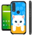 thumbnail image 1 of Compatible with Cricket Ovation 3 Hybrid Fusion Guard Phone Case Cover (Cute Cat White), 1 of 2