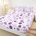 thumbnail image 3 of Manfei Cute Polka Dots Queen Sheet Sets,Geometric Circular Pattern Flat Sheet,Purple White Queen Fitted Sheet For Girls Kids,Breathable Home Decor,4 Pieces, 3 of 7