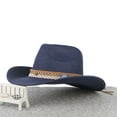 thumbnail image 2 of Tiqkatyck Cowgirl Hat Clearance Men Women Retro Western Cowboy Riding Hat Leather Belt Wide Brim Cap Hat Cowboy Hat for Women Western Style Navy, 2 of 5