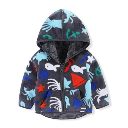 

Yubatuo Toddle Infant Baby Kids Boys Girls Fleece Jacket Coat Outdoors Hoodie Winter Blue 100